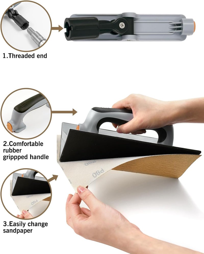Rolling Dog Drywall Corner Sander - Hand Sander with 6PC Oxide Mesh Sandpaper for Corner Wall Cleaning and Polishing - Image 3